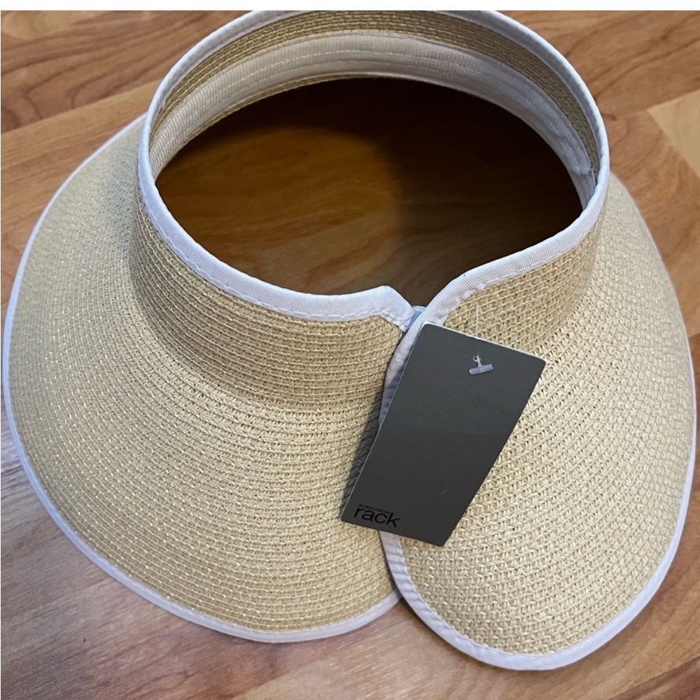 Nordstrom Rack packable straw hat visor Velcro closure
